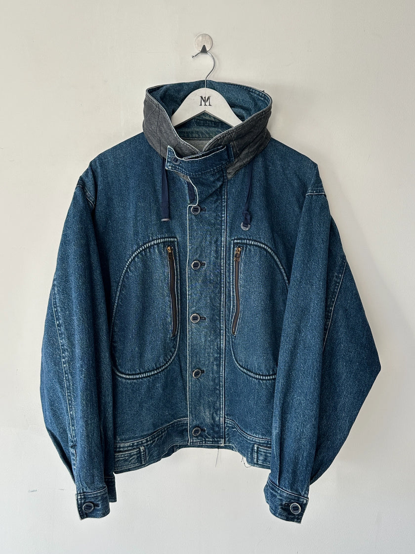 BONEVILLE BY MASSIMO OSTI - 1980s OVERSIZED DENIM BOMBER JACKET