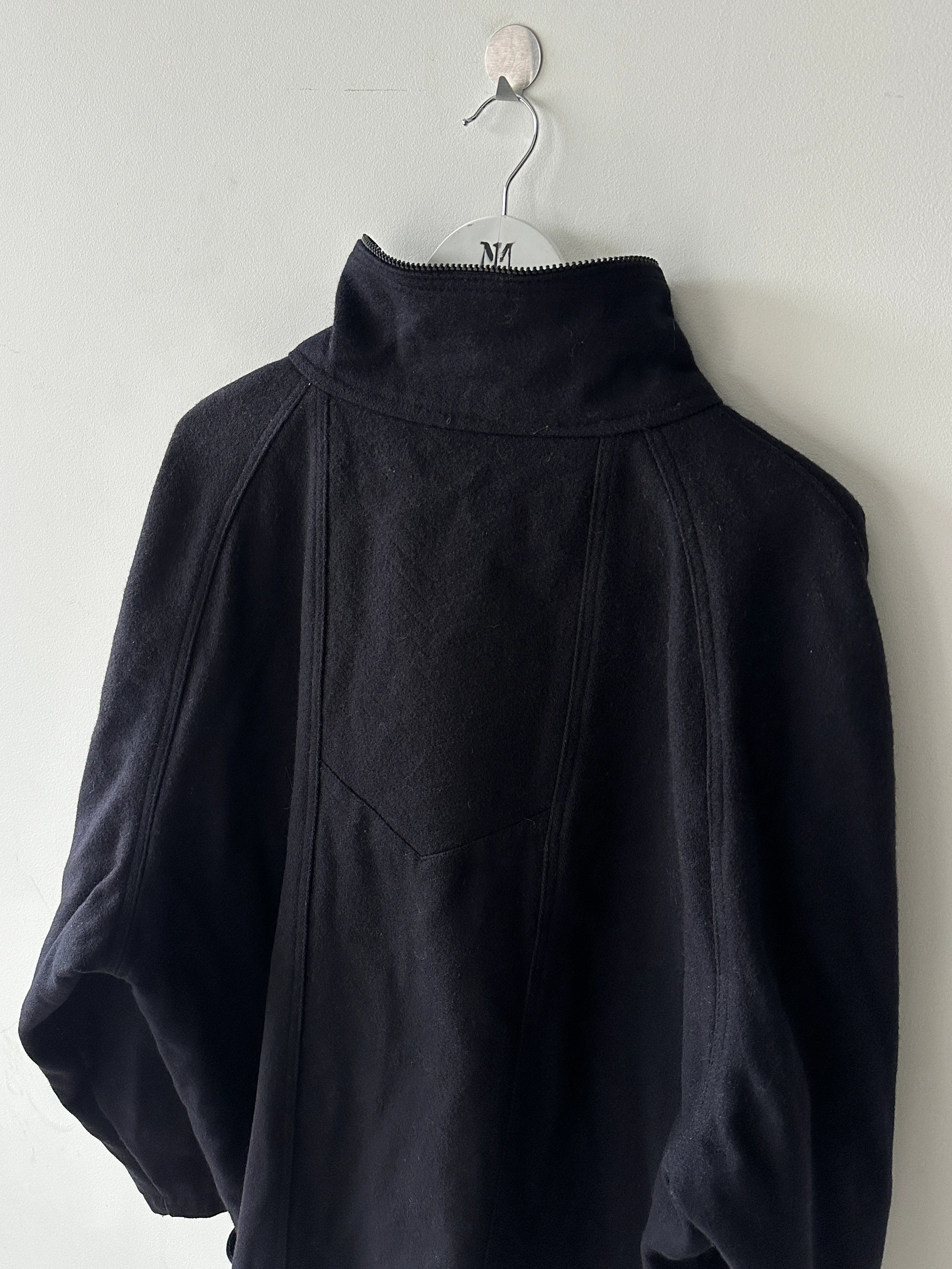 ITALIAN LABEL 1980s WOOL JACKET WITH REMOVABLE ZIPPED HOOD
