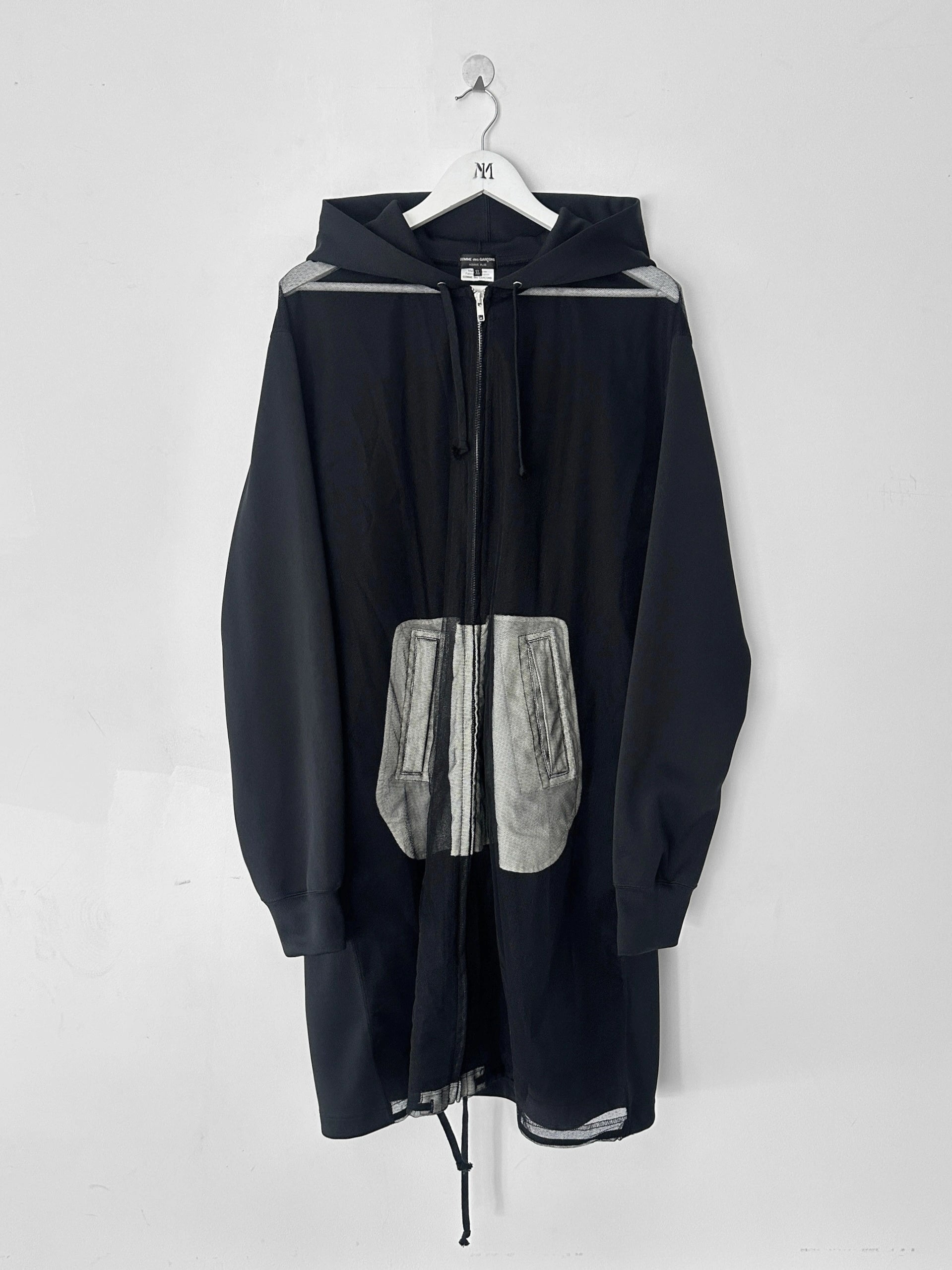 COMME DES GARÇONS - S/S 2025 MESH FRONT LONG ZIPPED HOODIE