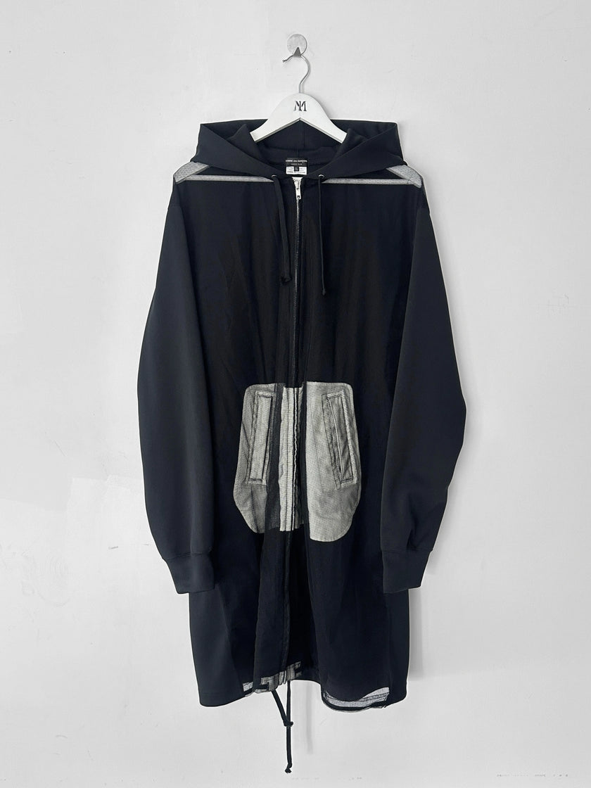COMME DES GARÇONS - S/S 2025 MESH FRONT LONG ZIPPED HOODIE