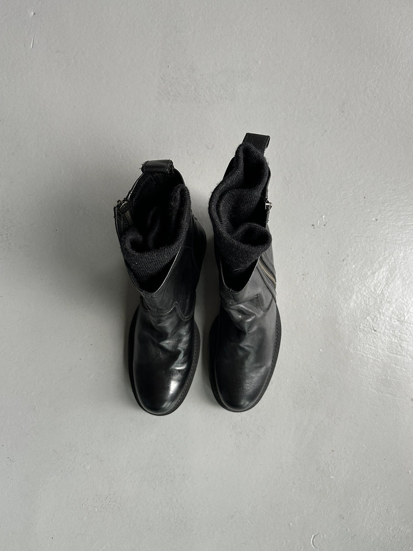 YOHJI YAMAMOTO Y's - 1990s MID CALF LEATHER BOOTS