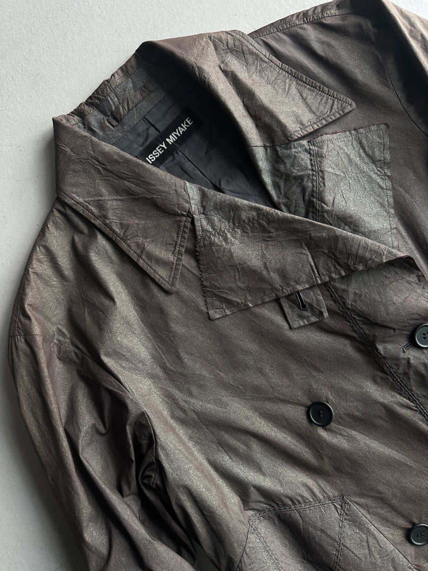 ISSEY MIYAKE - F/W 2002 METALLIC DOUBLE BREATSED TRENCH COAT