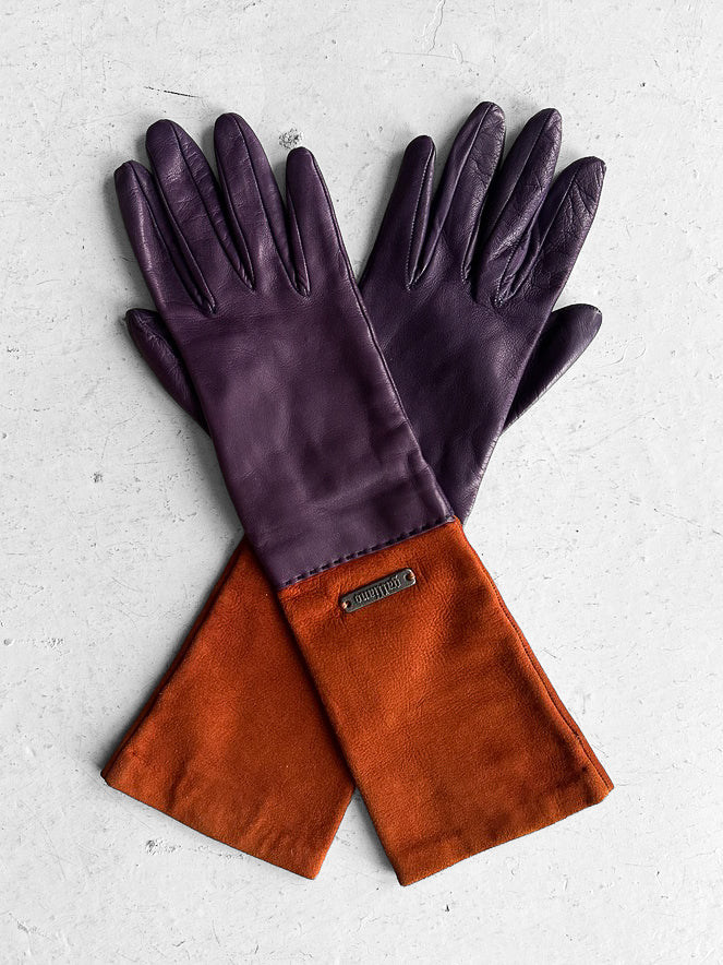 GALLIANO by JOHN GALLIANO - circa 2008 TWO TONE LEATHER AND SUEDE GLOVES