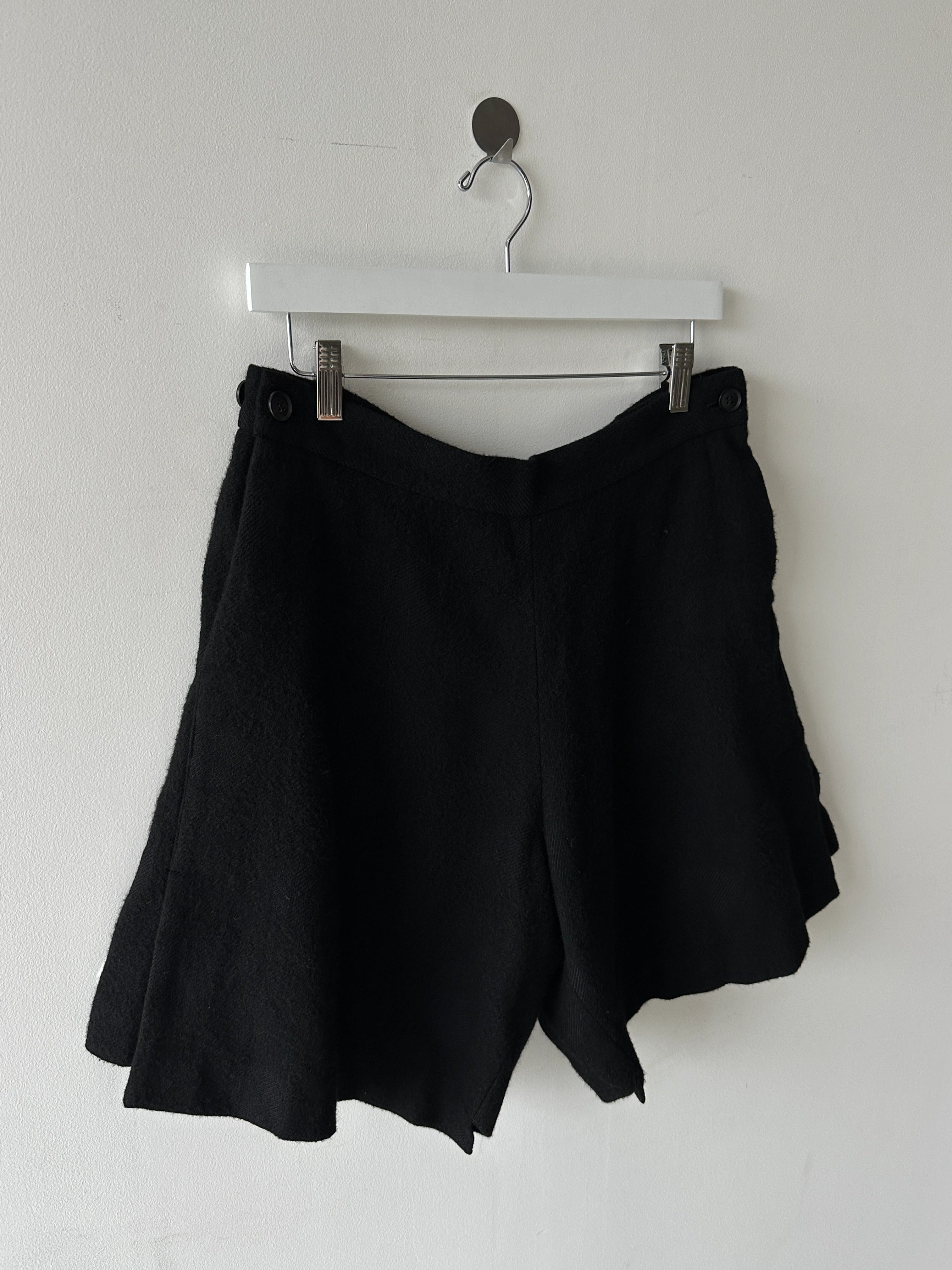 YOHJI YAMAMOTO REGULATION - mid 2010s ASYMMETRIC WOOL SHORTS