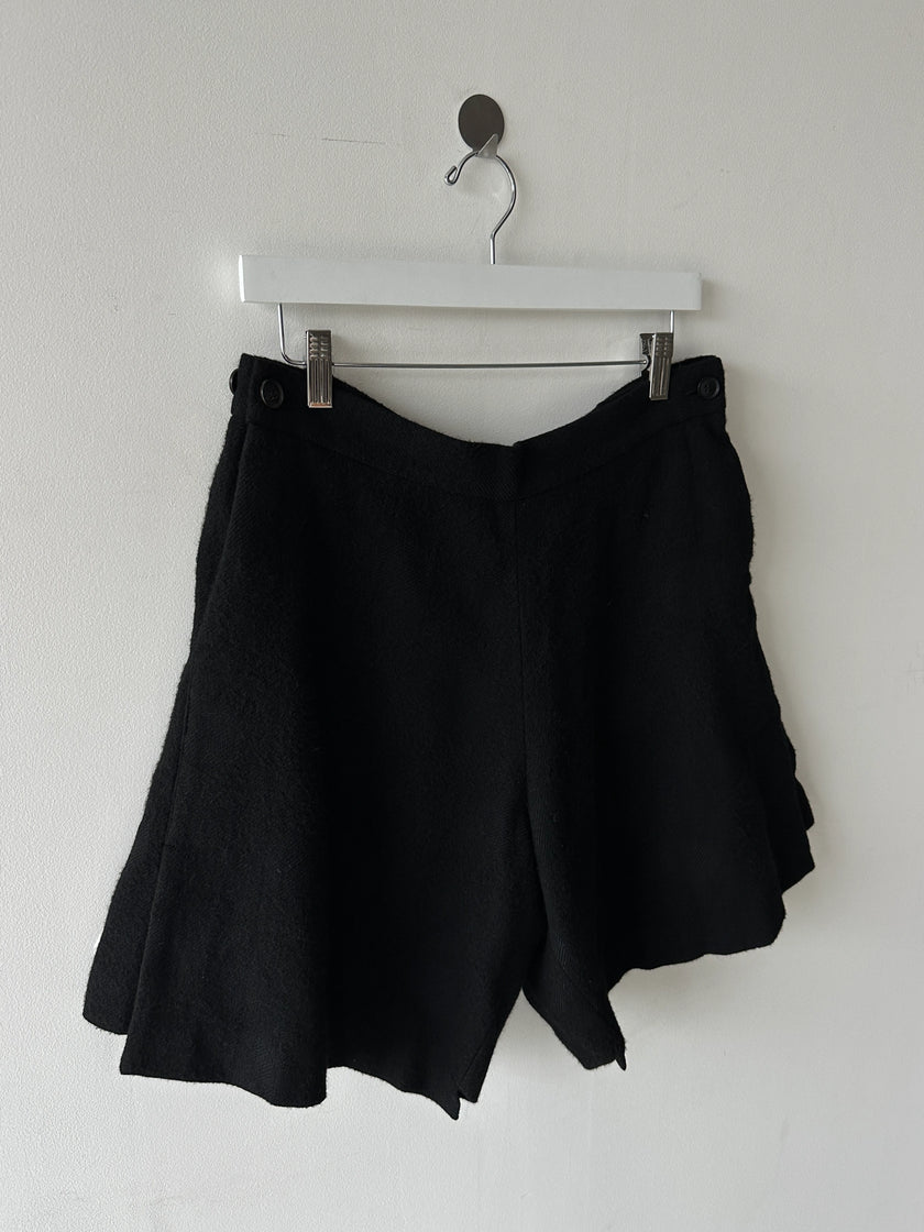 YOHJI YAMAMOTO REGULATION - mid 2010s ASYMMETRIC WOOL SHORTS
