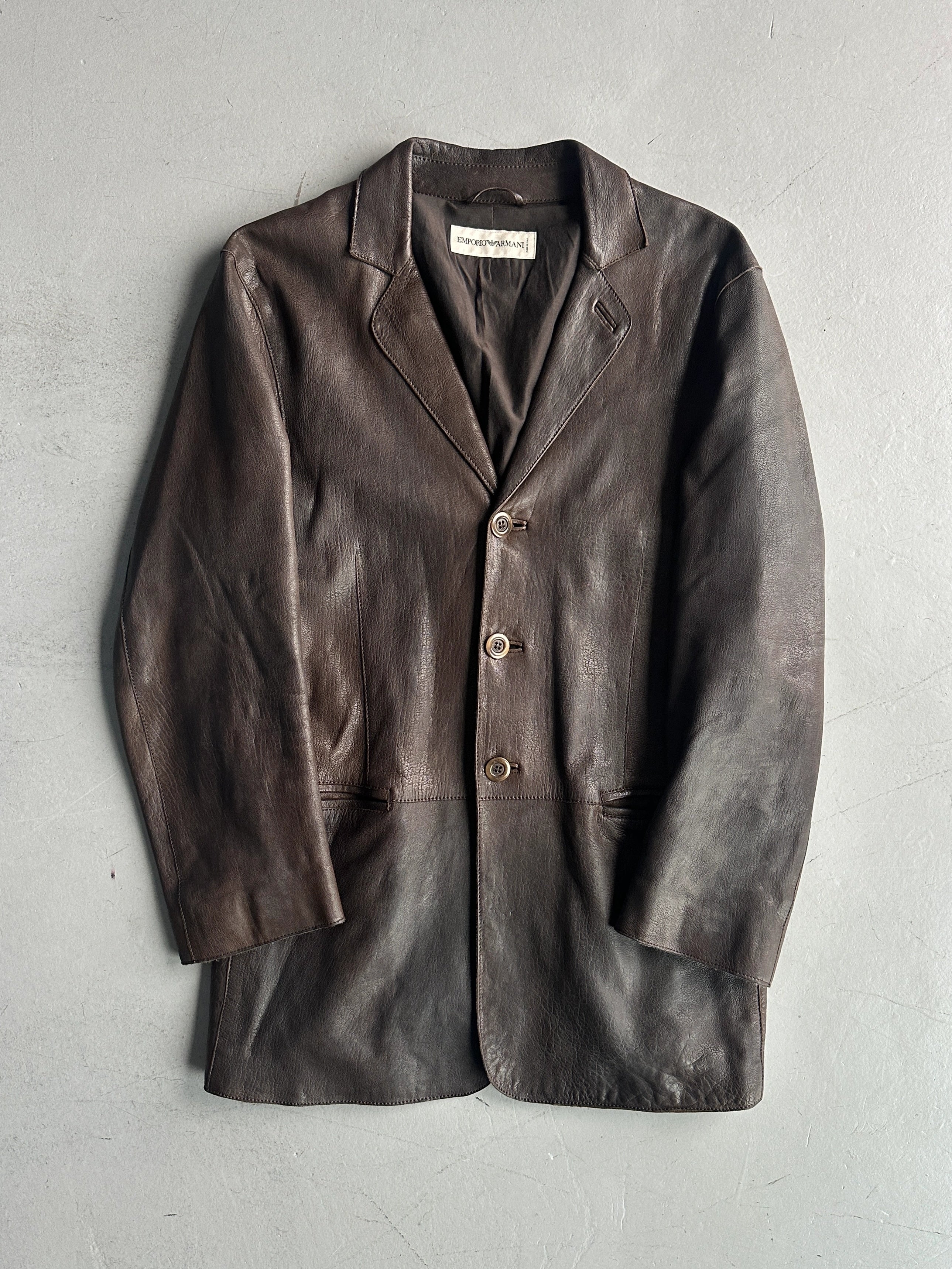 EMPORIO ARMANI - S/S 2004 MIDI LENGTH SOFT LEATHER JACKET
