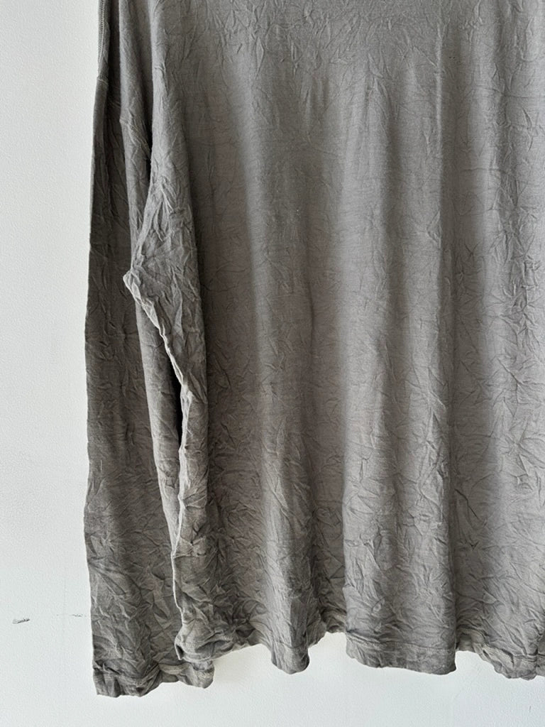 ISSEY MIYAKE - 1990s LOOSE FIT CREW NECK CRINKLED LONG SLEEVE TOP