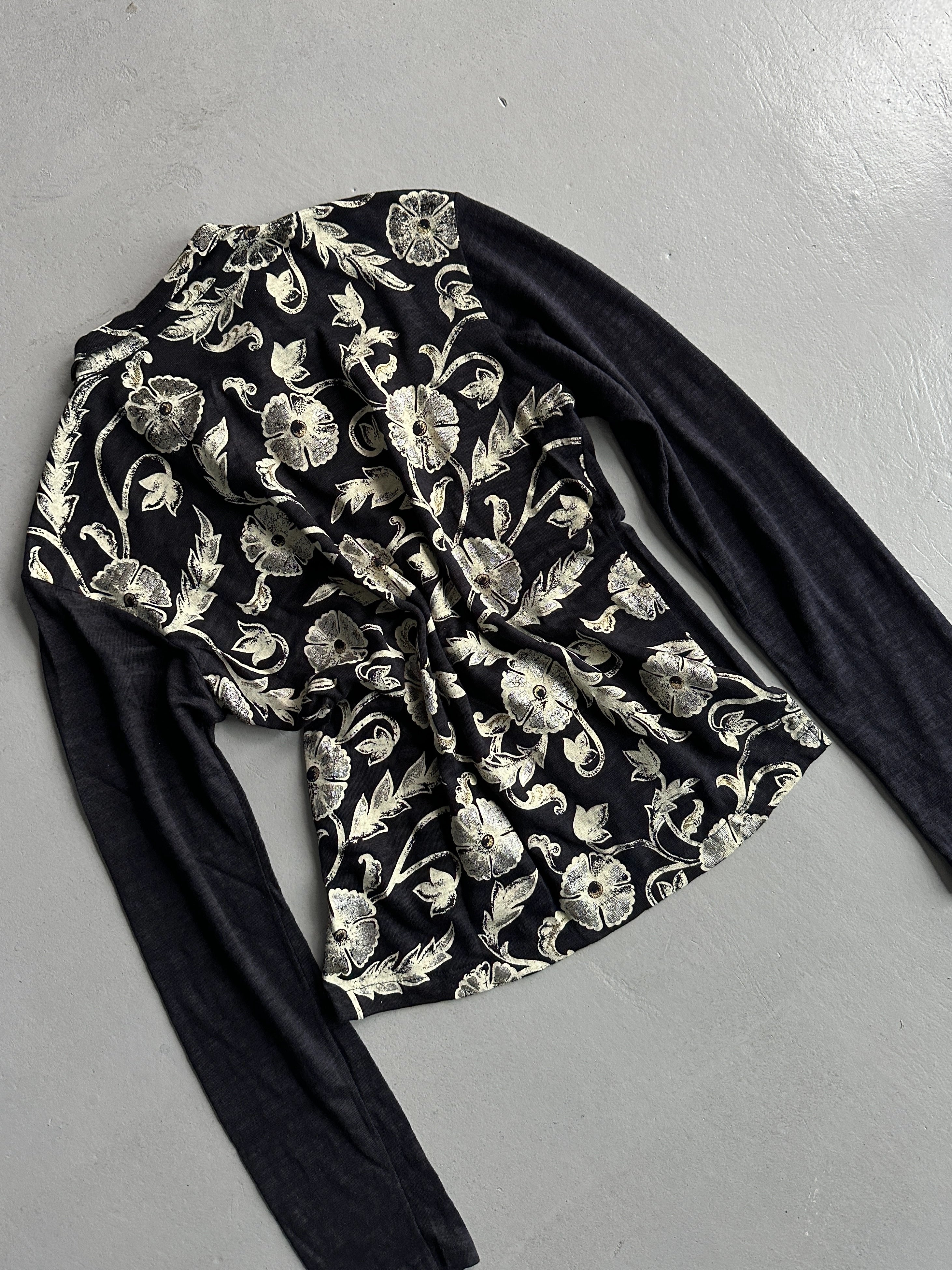 YOHJI YAMAMOTO Y's - S/S 2002 FLORAL BACK LINEN CARDIGAN