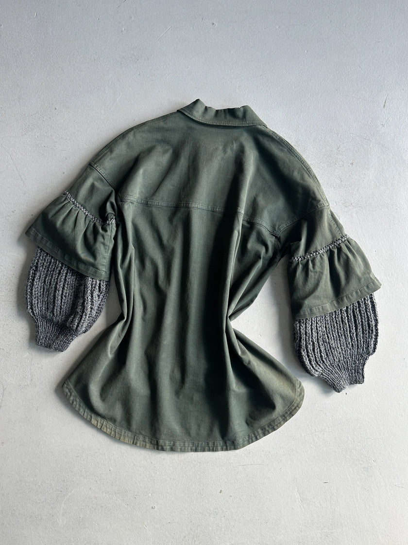 1990s ASYMMETRICAL SHIRT WITH WOOL LAYERED SLEEVE