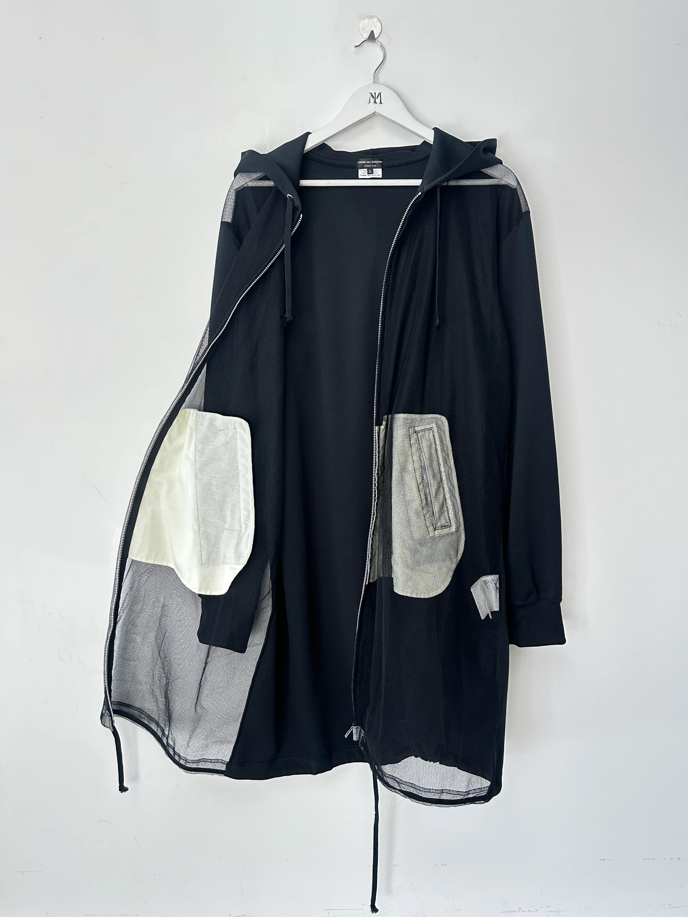 COMME DES GARÇONS - S/S 2025 MESH FRONT LONG ZIPPED HOODIE