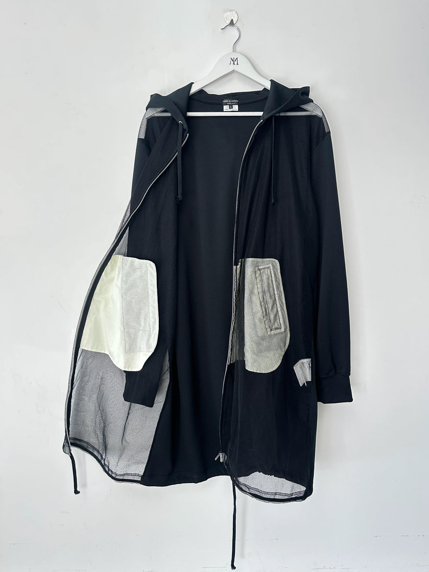COMME DES GARÇONS - S/S 2025 MESH FRONT LONG ZIPPED HOODIE
