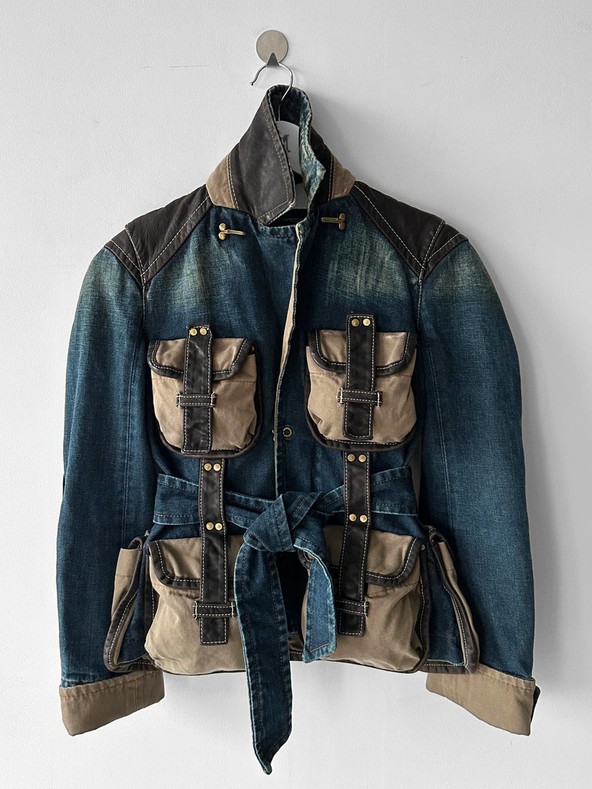 DSQUARED2 - F/W 2004 WRAP AROUND POCKETS FITTED DENIM JACKET