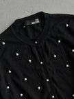 MOSCHINO - 2000s CROP FIT WOOL CARDIGAN WITH PEARL EMBELLISHMENTS FRONT