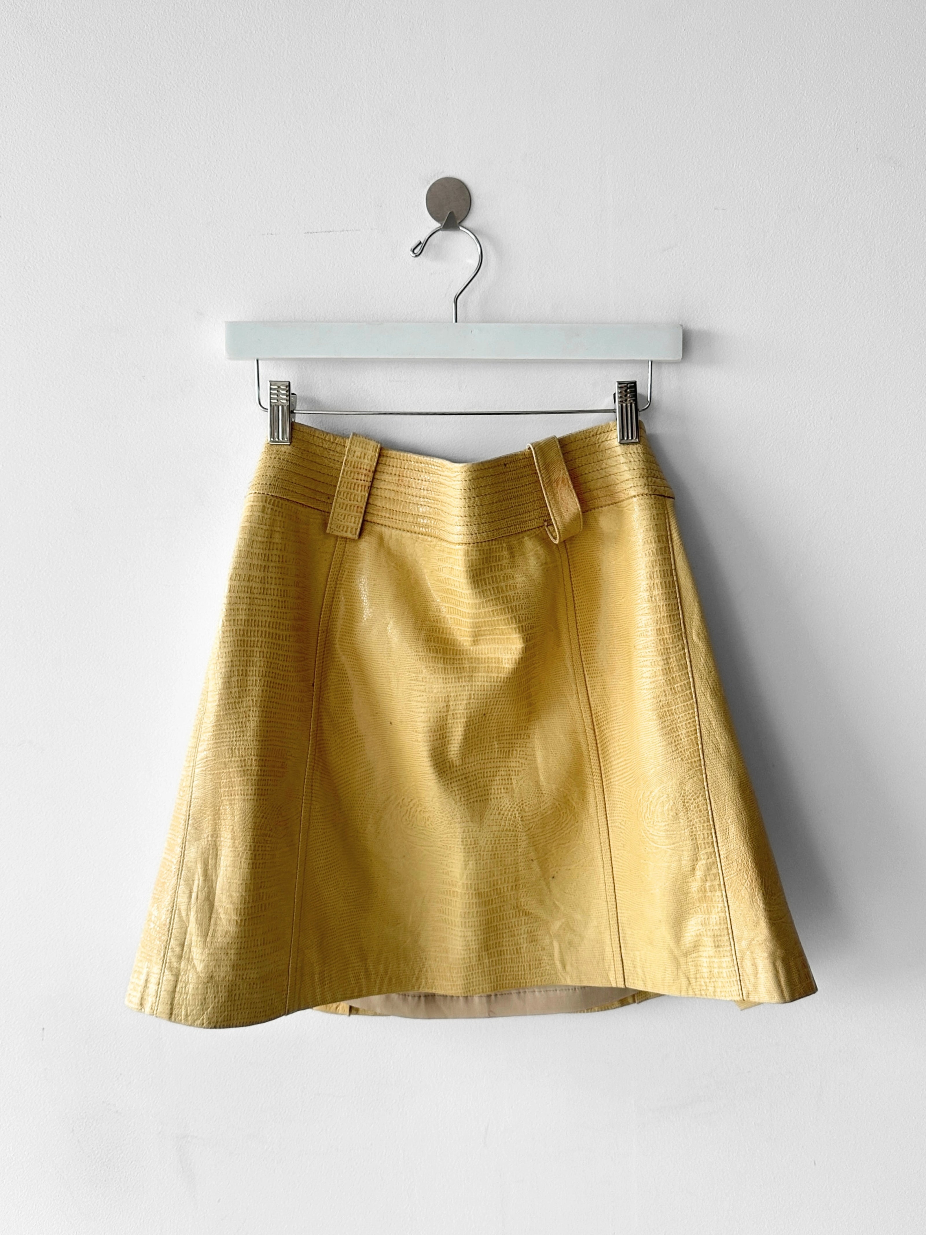 DOLCE & GABBANA - S/S 2004 EMBOSSED LEATHER MINI SKIRT