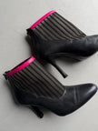 LIMI FEU BY LIMI YAMAMOTO - 2000s LEATHER ANKLE BOOTS WITH SHEER MESH PANEL