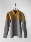 EMPORIO ARMANI - F/W 2013 PERFORATED V NECK TECHNICAL LONG SLEEVE TOP