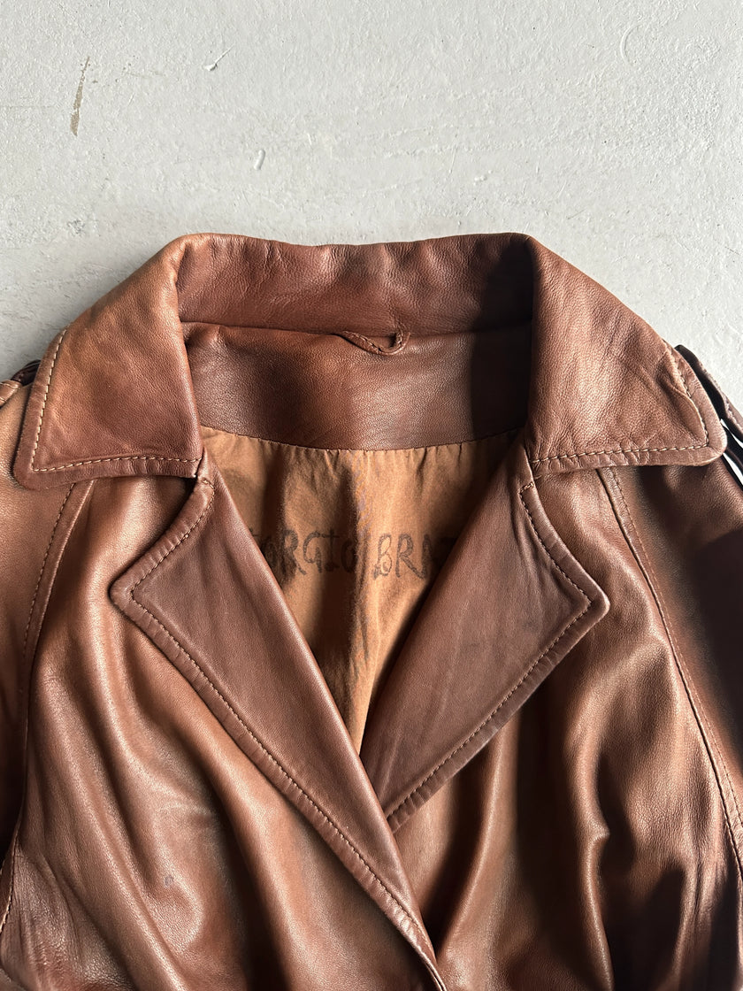 GIORGIO BRATO - 2000s SOFT LEATHER BELTED JACKET