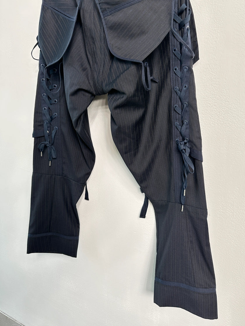 MARITHÉ + FRANÇOIS GIRBAUD - S/S 2009 PINSTRIPED CROPPED CARGO TROUSERS