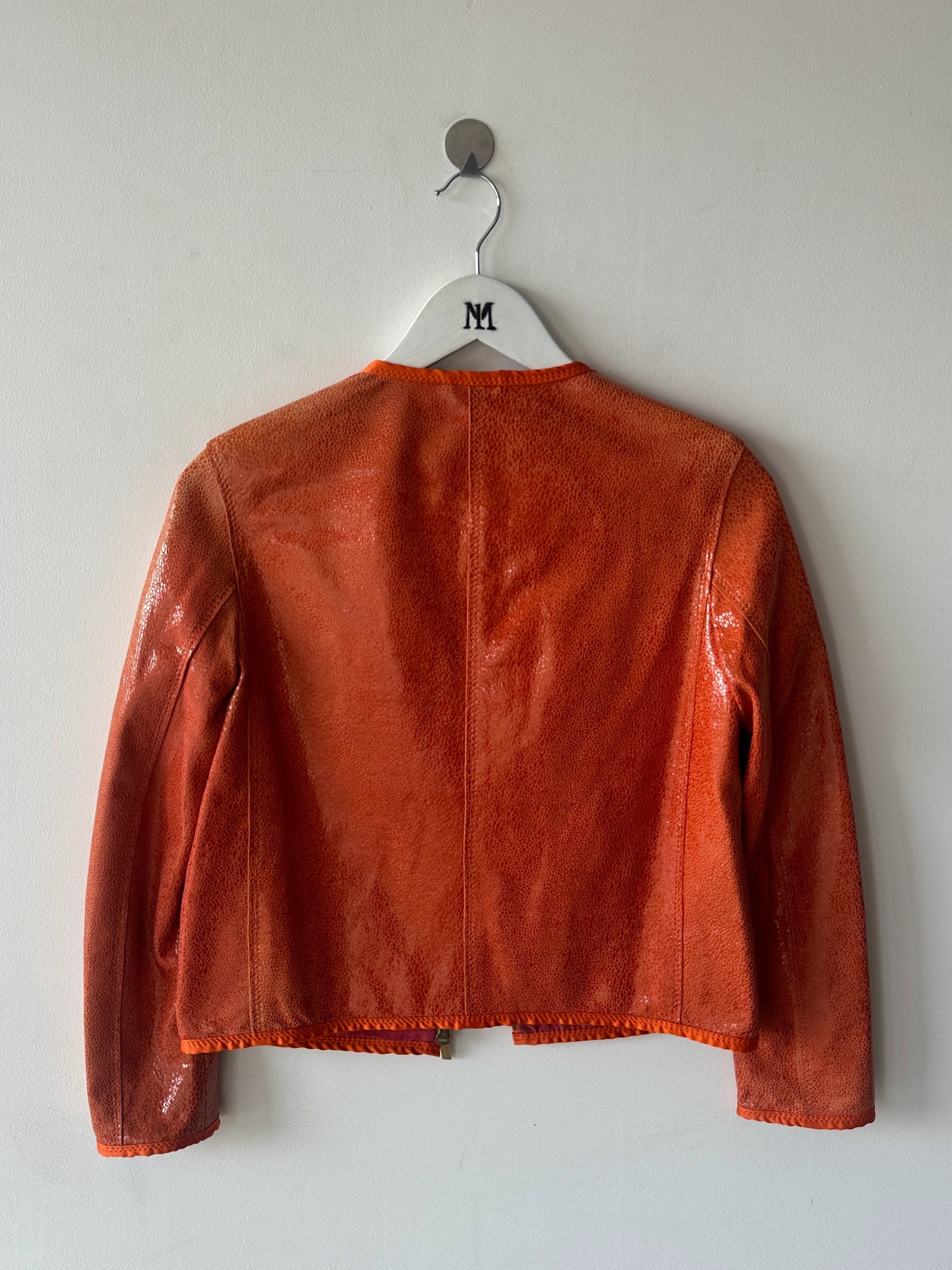 JUST CAVALLI -  S/S 2010 CROP FIT LEATHER JACKET WITH GLOSSY FINISH