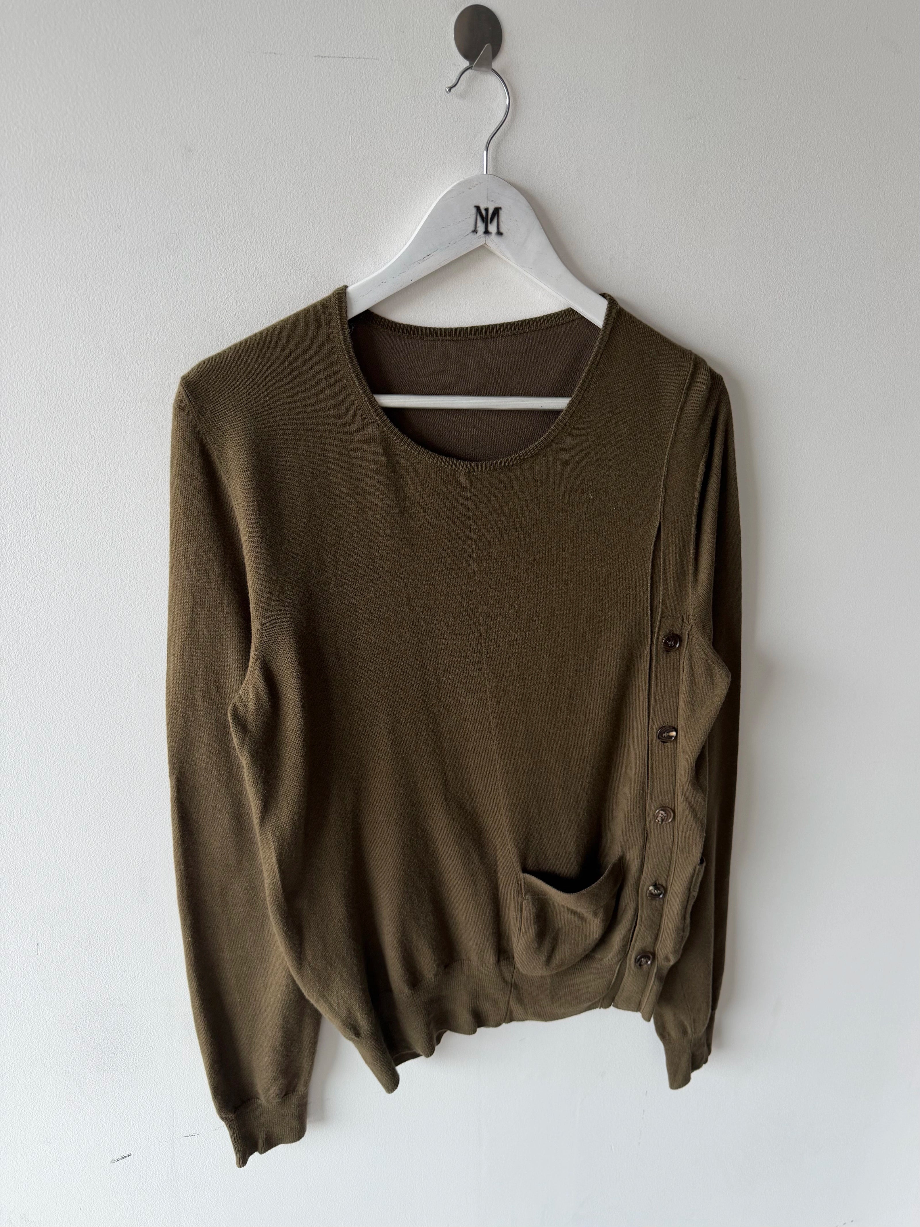 MARTIN MARGIELA - S/S 2017 DECONSTRUCTED SOFT KNIT JUMPER WITH SIDE BUTTONS