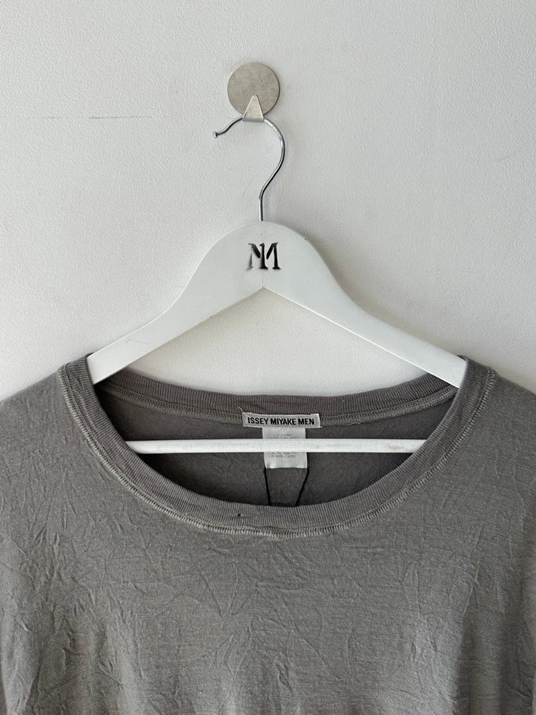 ISSEY MIYAKE - 1990s LOOSE FIT CREW NECK CRINKLED LONG SLEEVE TOP