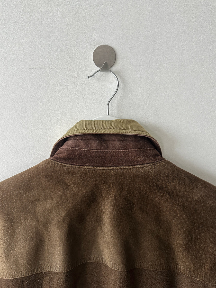 FRENCH LABEL 1980s PANELED BOMBER JACKET WITH SUEDE FRONT