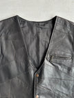 1980s STITCHED PANELING LEATHER VEST
