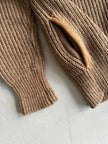 1980s CHUNKY KNIT ZIPPED CARDIGAN WITH SUEDE DETAILS