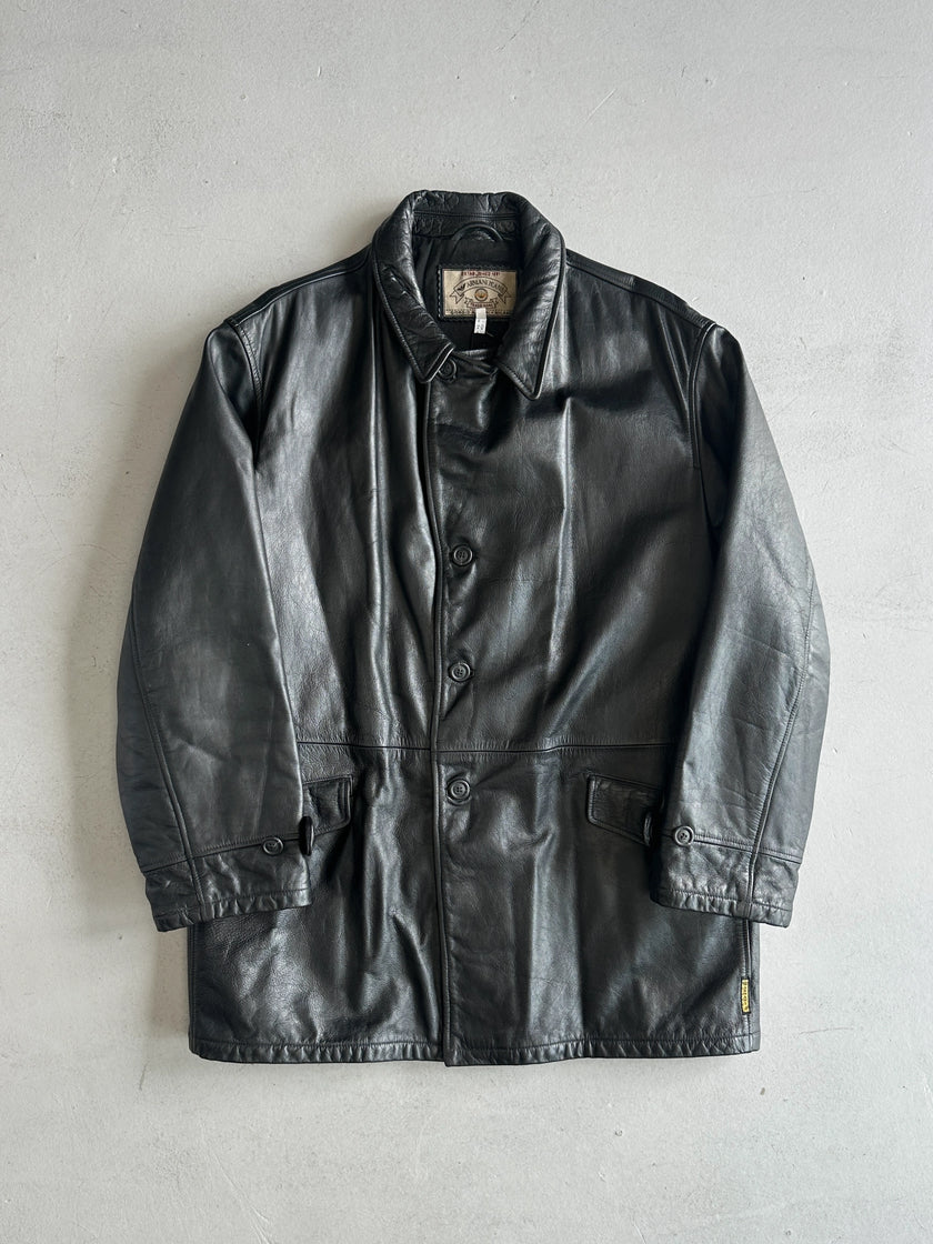 ARMANI JEANS - 1990s STRAIGHT FIT LEATHER JACKET