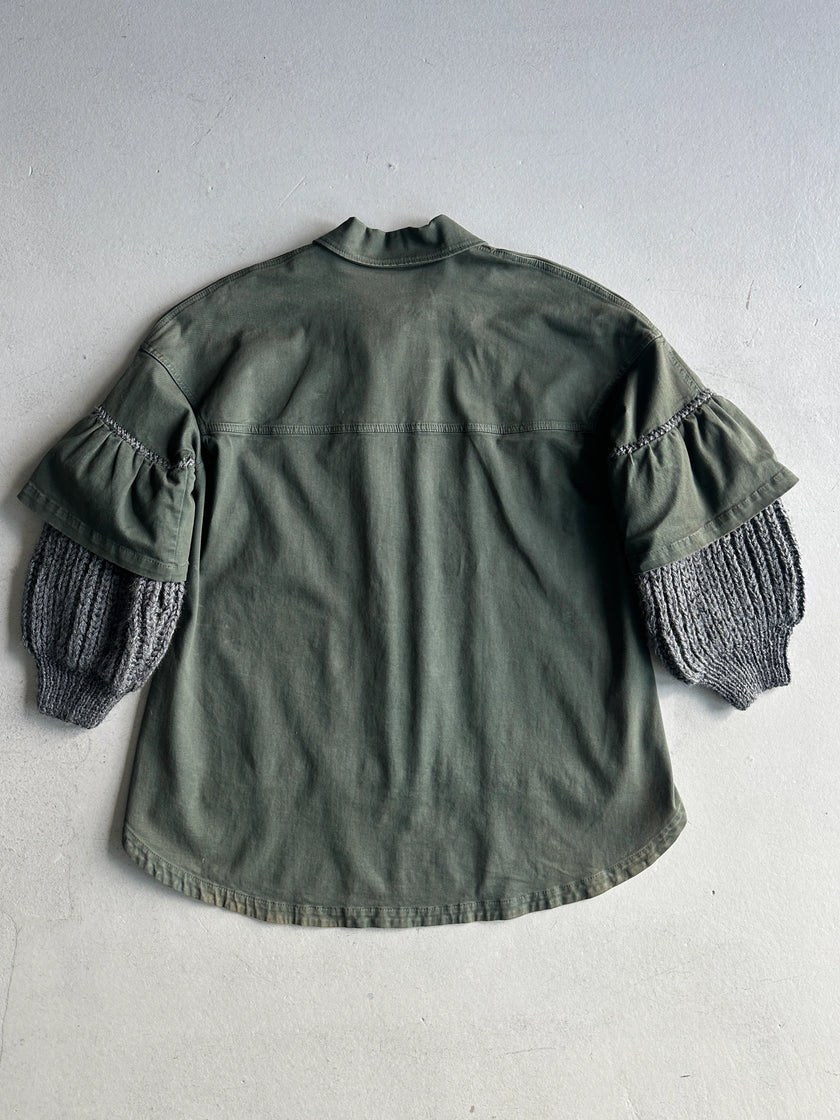 1990s ASYMMETRICAL SHIRT WITH WOOL LAYERED SLEEVE