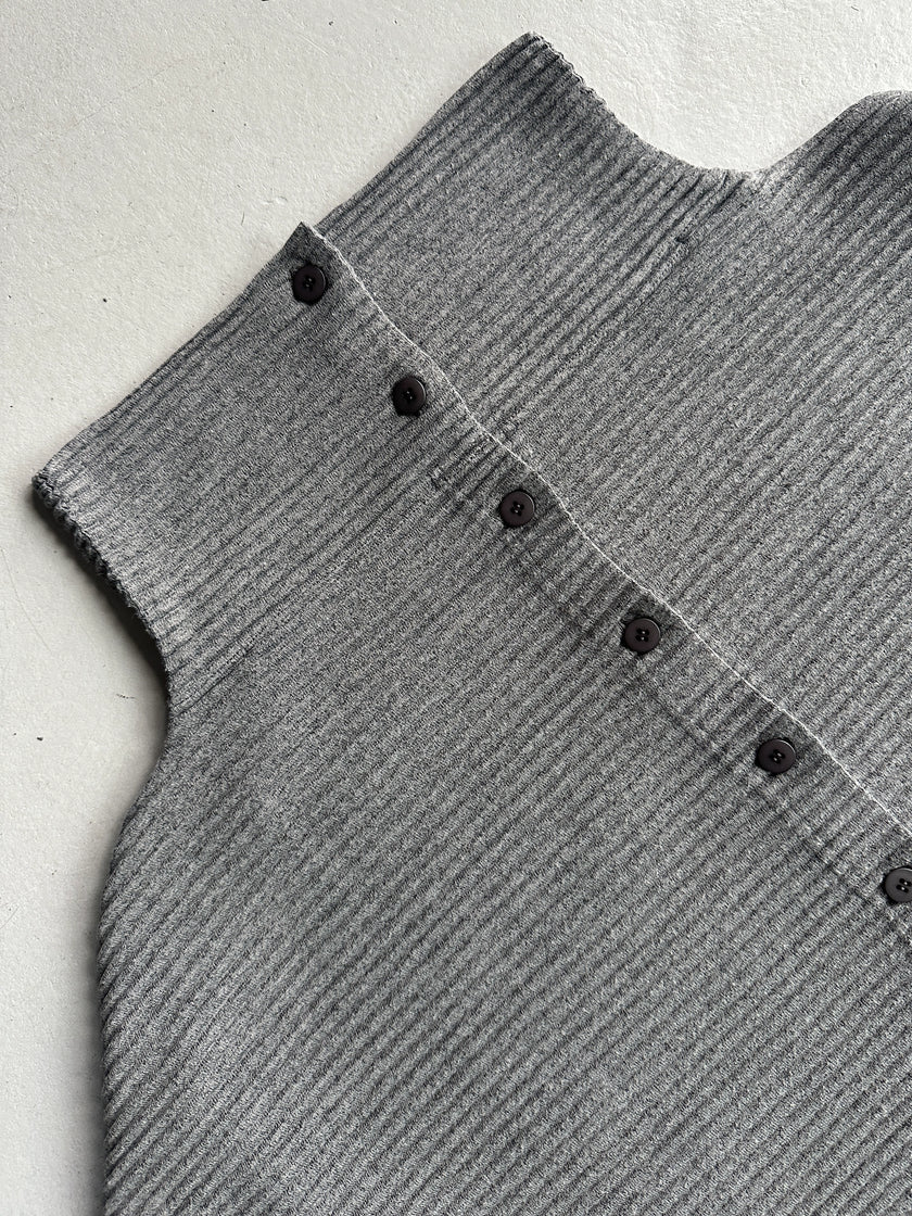 ISSEY MIYAKE - 2000s FUNNEL NECK PLEATED CARDIGAN