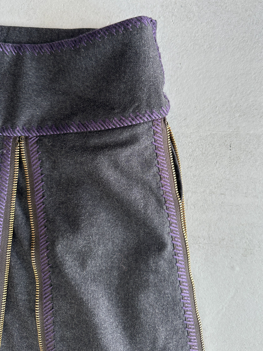 ICEBERG - 1990s MULTI ZIP MIDI SKIRT