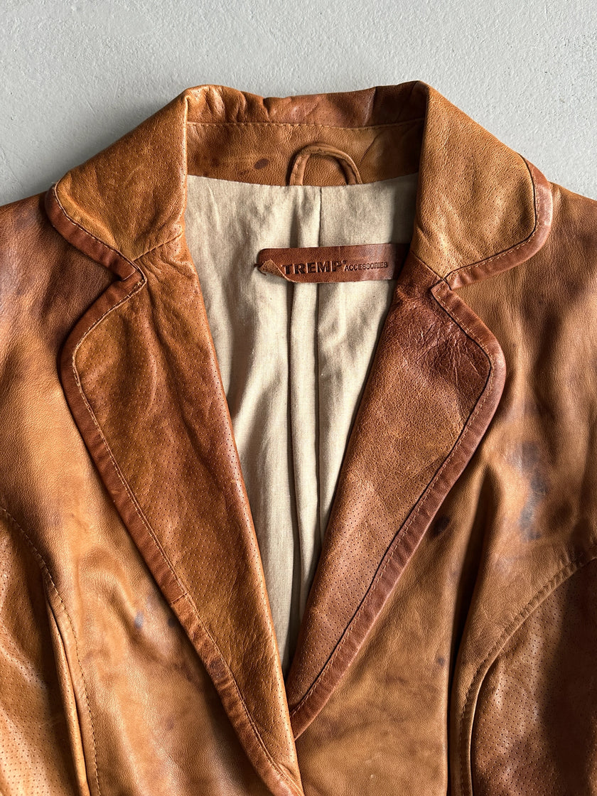1990s DISTRESSED LEATHER BLAZER
