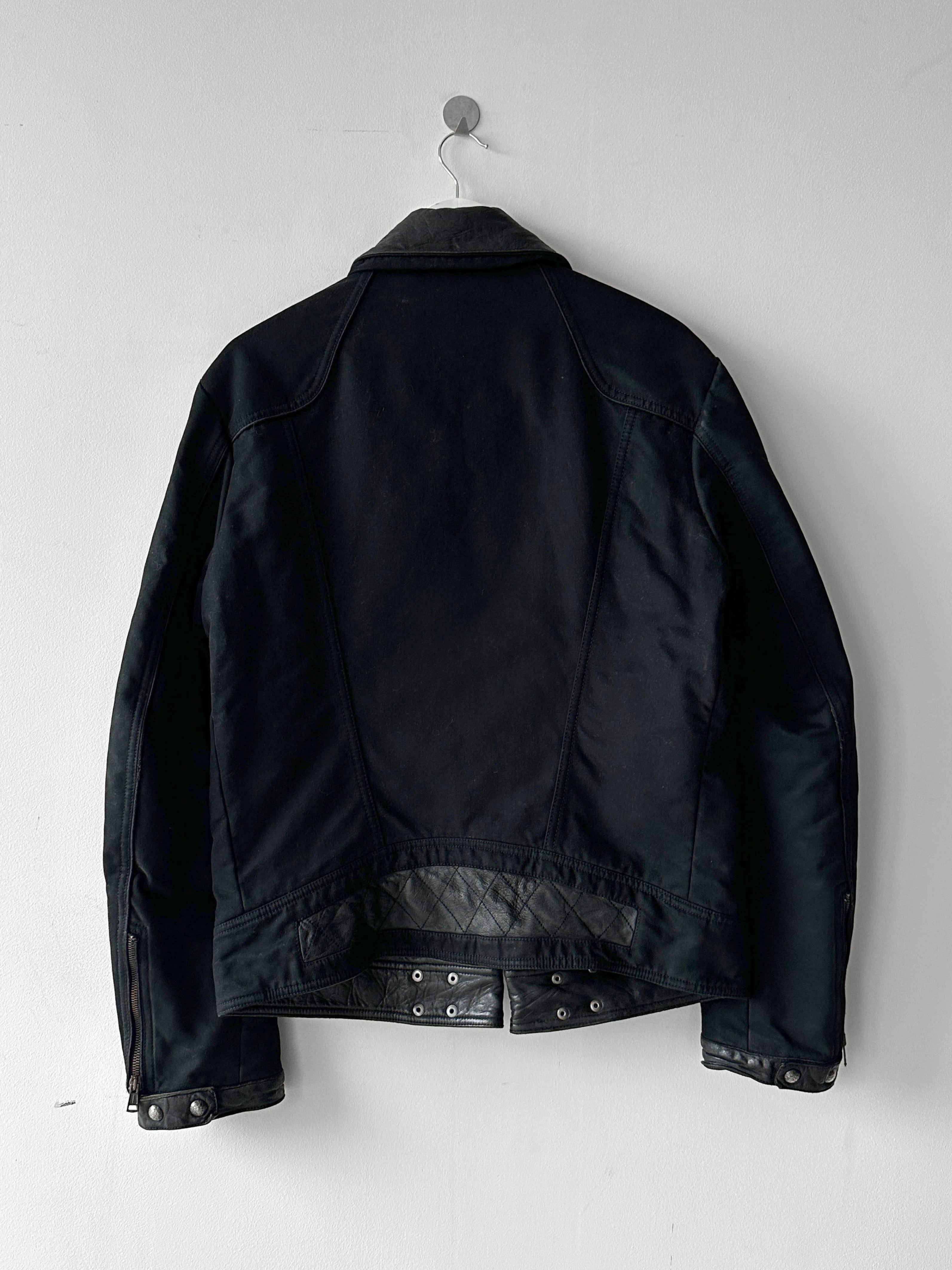 ANDREW MACKENZIE - early 2000s BIKER JACKET WITH LEATHER DETAILS