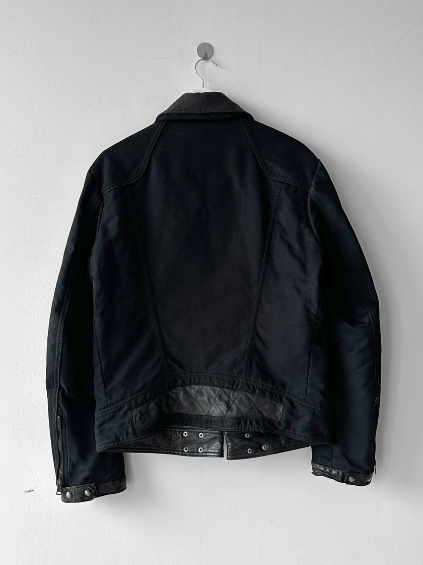 ANDREW MACKENZIE - early 2000s BIKER JACKET WITH LEATHER DETAILS