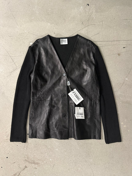 GIANFRANCO FERRÉ- 1990s LEATHER PANELED JACKET