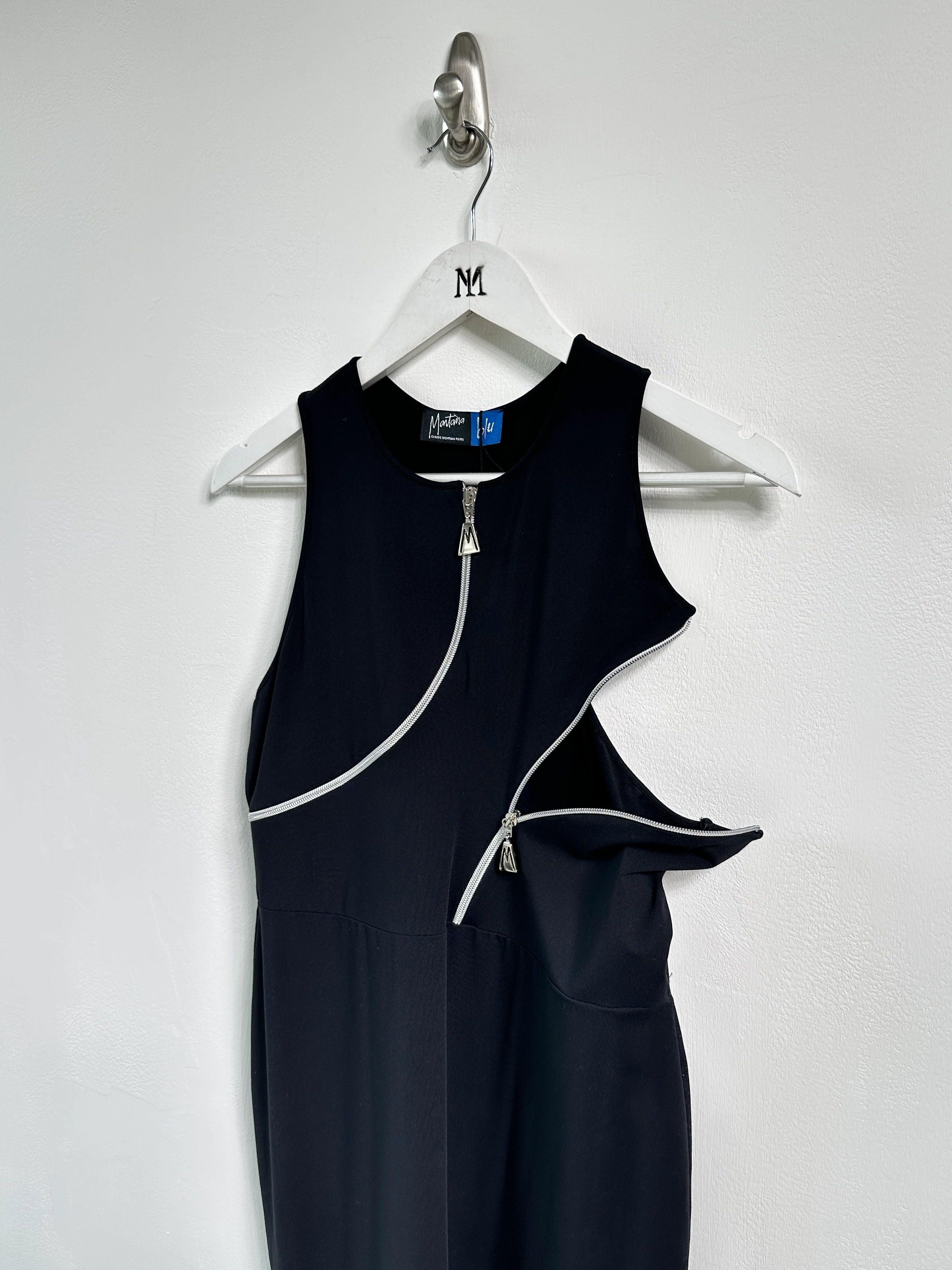 CLAUDE MONTANA - early 2000s JERSEY DRESS WITH ZIP DETAILING
