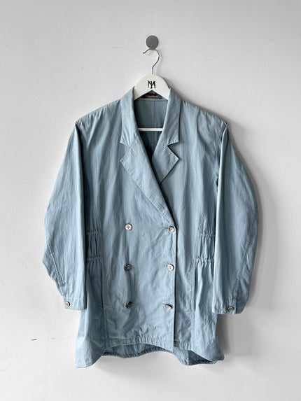 ISSEY MIYAKE - 1980s DOUBLE BREASTED BLAZER WITH ELASTICATED DETAILS AT BACK