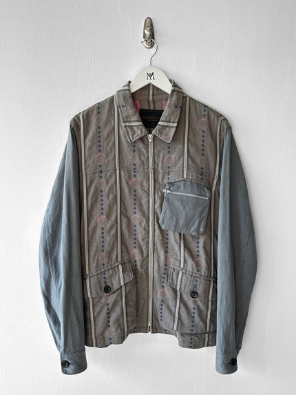 UNDERCOVERISM - early 2000s LINEN JACKET WITH CONTRASTING SLEEVE