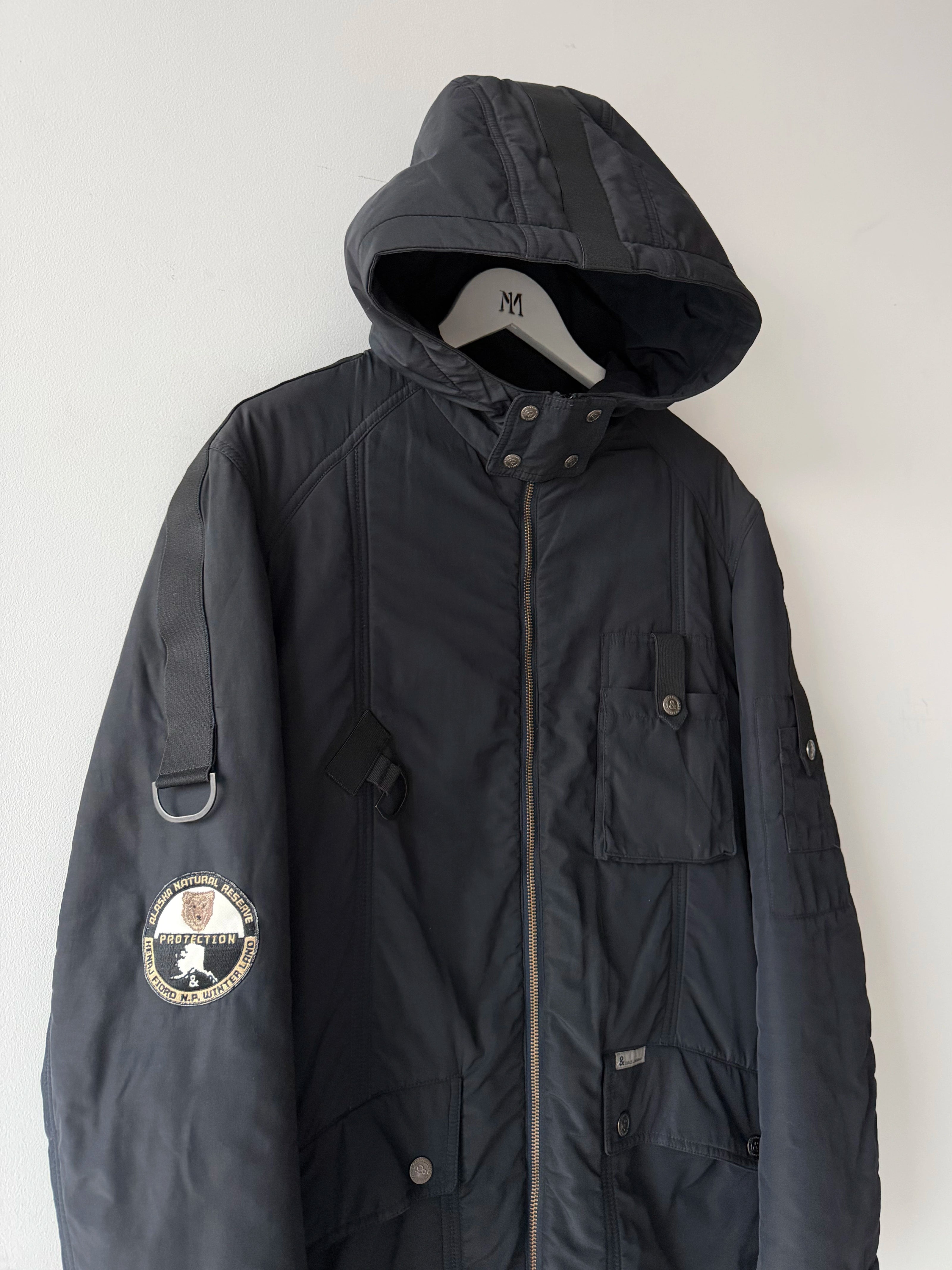 DOLCE & GABBANA - late 1990s HOODED BONDAGE PARKA JACKET