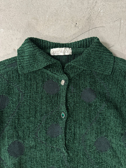 GIANNI VERSACE - 1980s RARE COLLARED CHENILLE JUMPER