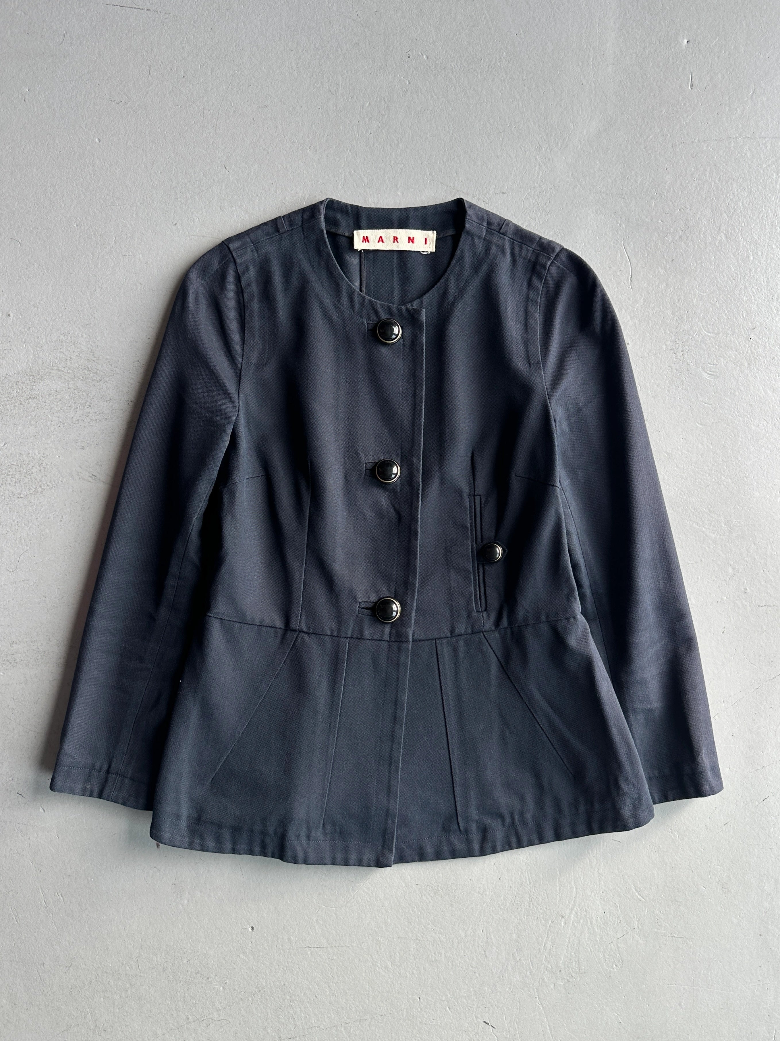 MARNI - 1990s COLLARLESS JACKET WITH PEPLUM HEM