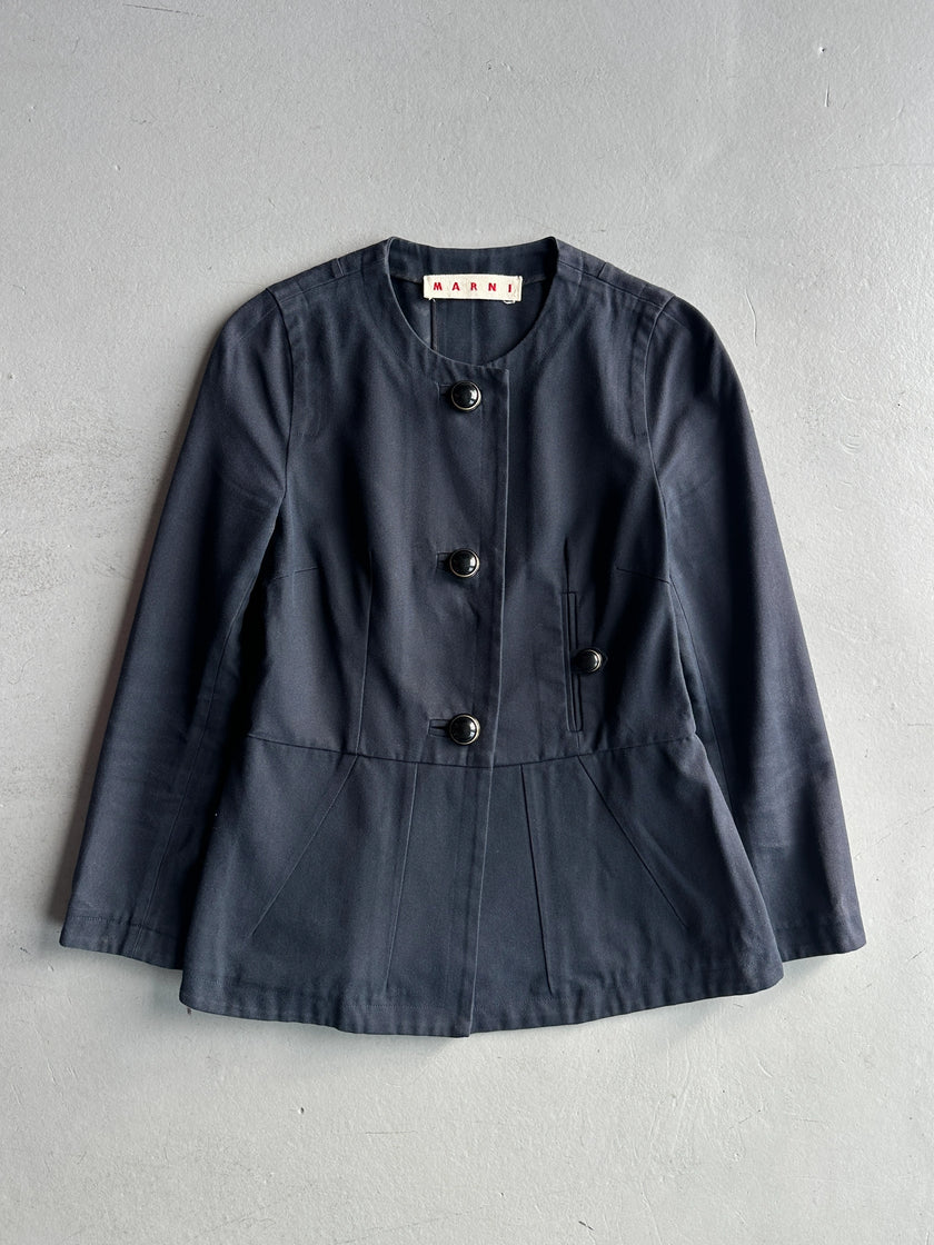 MARNI - 1990s COLLARLESS JACKET WITH PEPLUM HEM