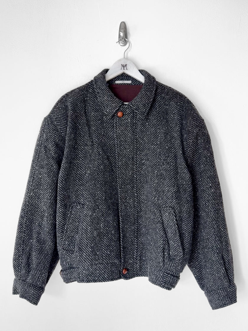 VALENTINO - 1980s BOXY FIT HERRINGBONE BOMBER JACKET