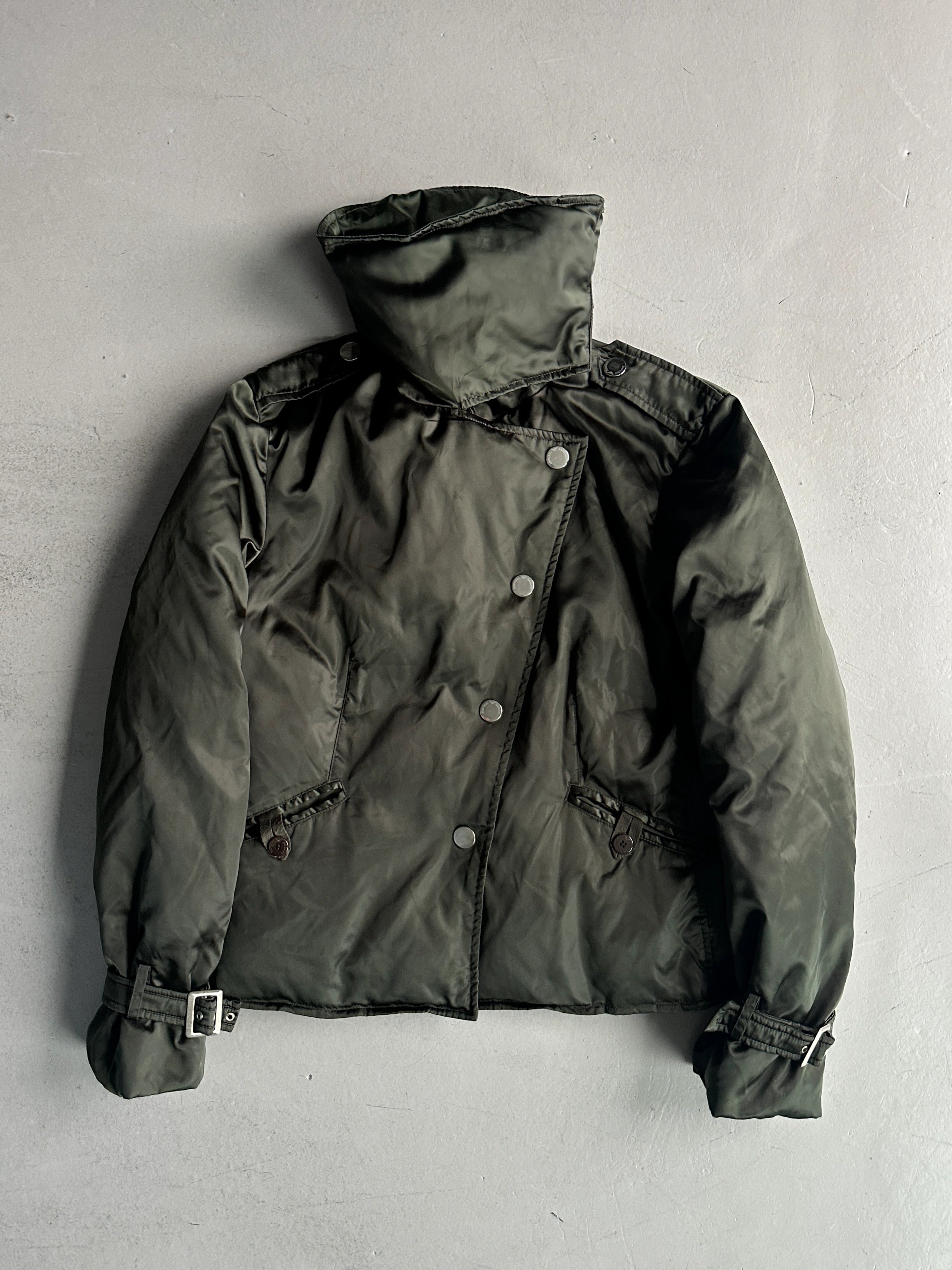 EMPORIO ARMANI - early 2000s ASYMMETRICAL FRONT CLOSURE FUNNEL NECK JACKET