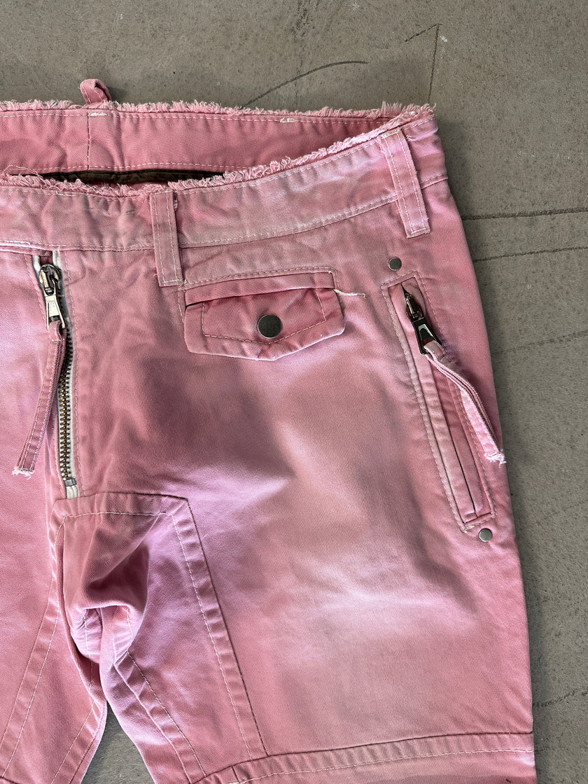 DSQUARED2 - ARCHIVE S/S 2004 HOLY GRAIL 46 PINK DIGGIDDY BIKER JEANS TROUSERS