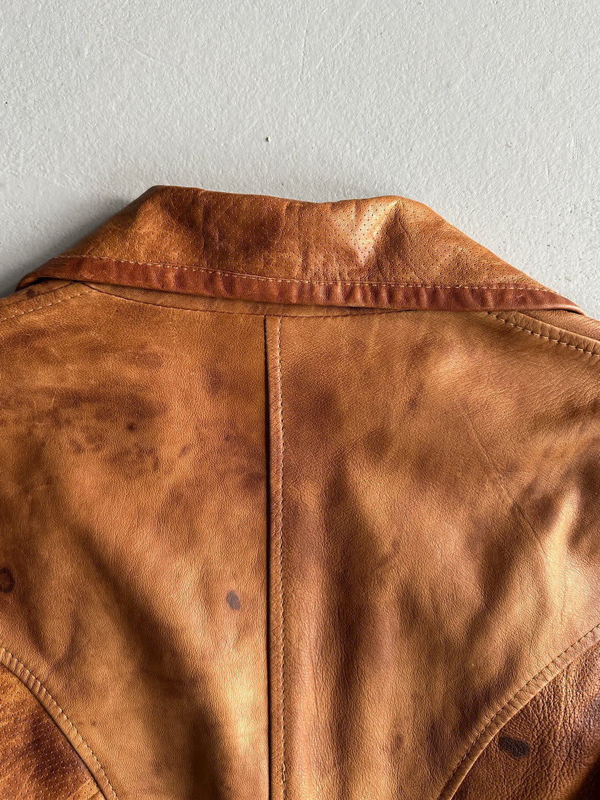 1990s DISTRESSED LEATHER BLAZER