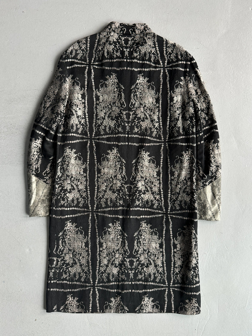 DRIES VAN NOTEN - 2000s METALLIC JACQUARD FLORAL COAT