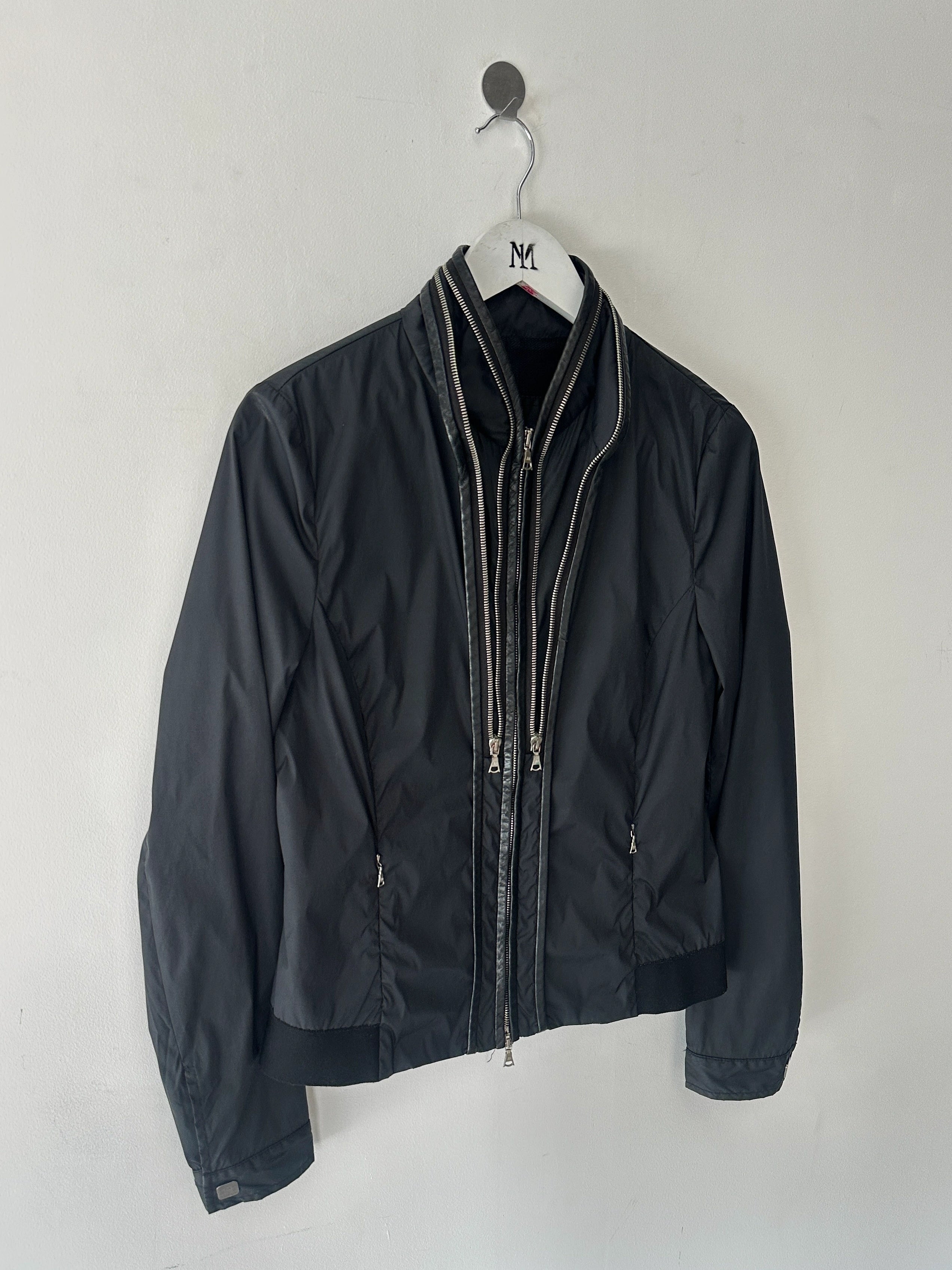 JOHN RICHMOND - early 2000s NYLON JACKET WITH TRIPLE ZIP AT COLLAR