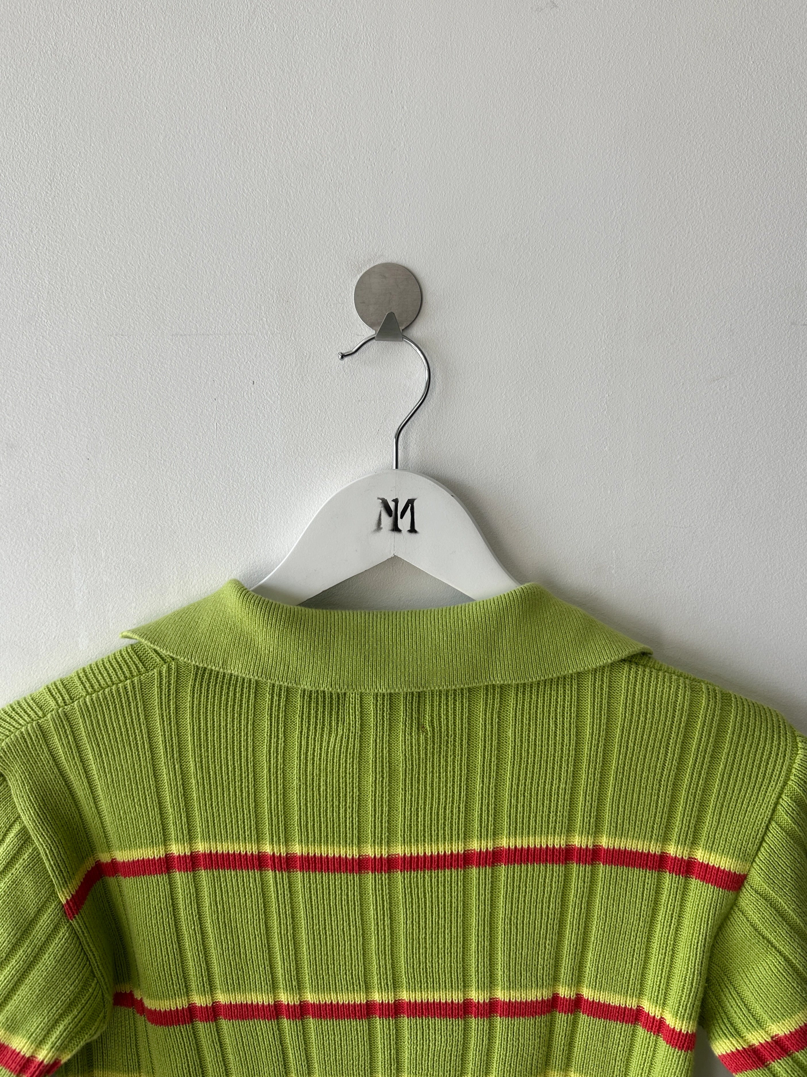 KENZO - early 2000s RIBBED POLO LONG SLEEVE TOP